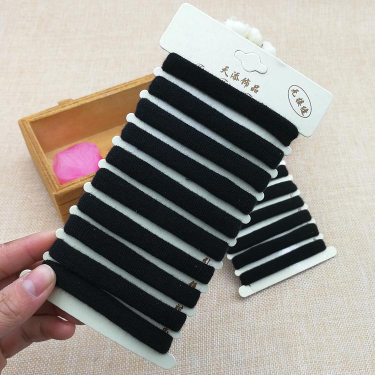 A3142 Ten black leather bands, seamless, versatile hair ties, hair accessories, two-yuan store wholesale, street stall, night market Application Scenario