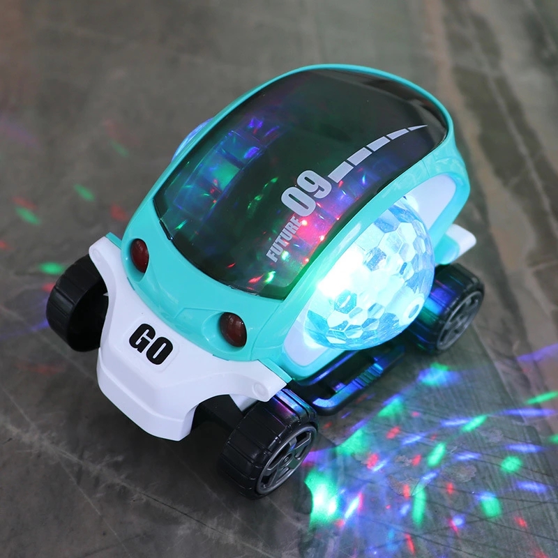 The street stall night market is selling 360-degree rotating cool music cartoon tricycles, 3D lighting toy cars and electric omnidirectional vehicles details Picture