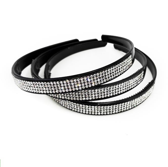 A2526 four-row white diamond fashionable black headband, 2-yuan store in Yiwu for headwear, hair accessories, headbands and hair bands