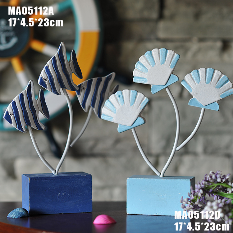 新品 木制地中海群鱼扇贝挂件 家居饰品摆件 背景墙装饰MA05112