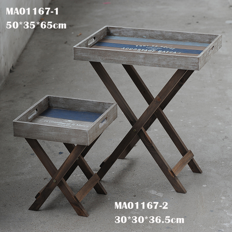 促销 托盘小家具 创意英伦茶几 美式仿古做旧折叠架酒托MA01167