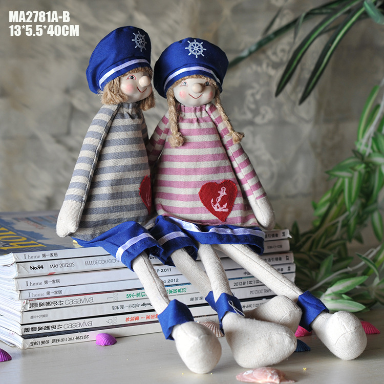 热销 地中海隔板布艺吊脚娃娃摆件 家居饰品 婚庆节日MA2781/82