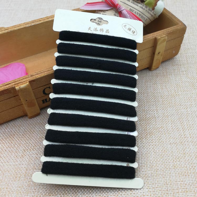 A3142 Ten black leather bands, seamless, versatile hair ties, hair accessories, two-yuan store wholesale, street stall, night market details Picture