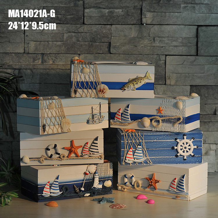 纸巾盒 家居收纳 木制纸巾盒 地中海风格 海洋系列 MA14021