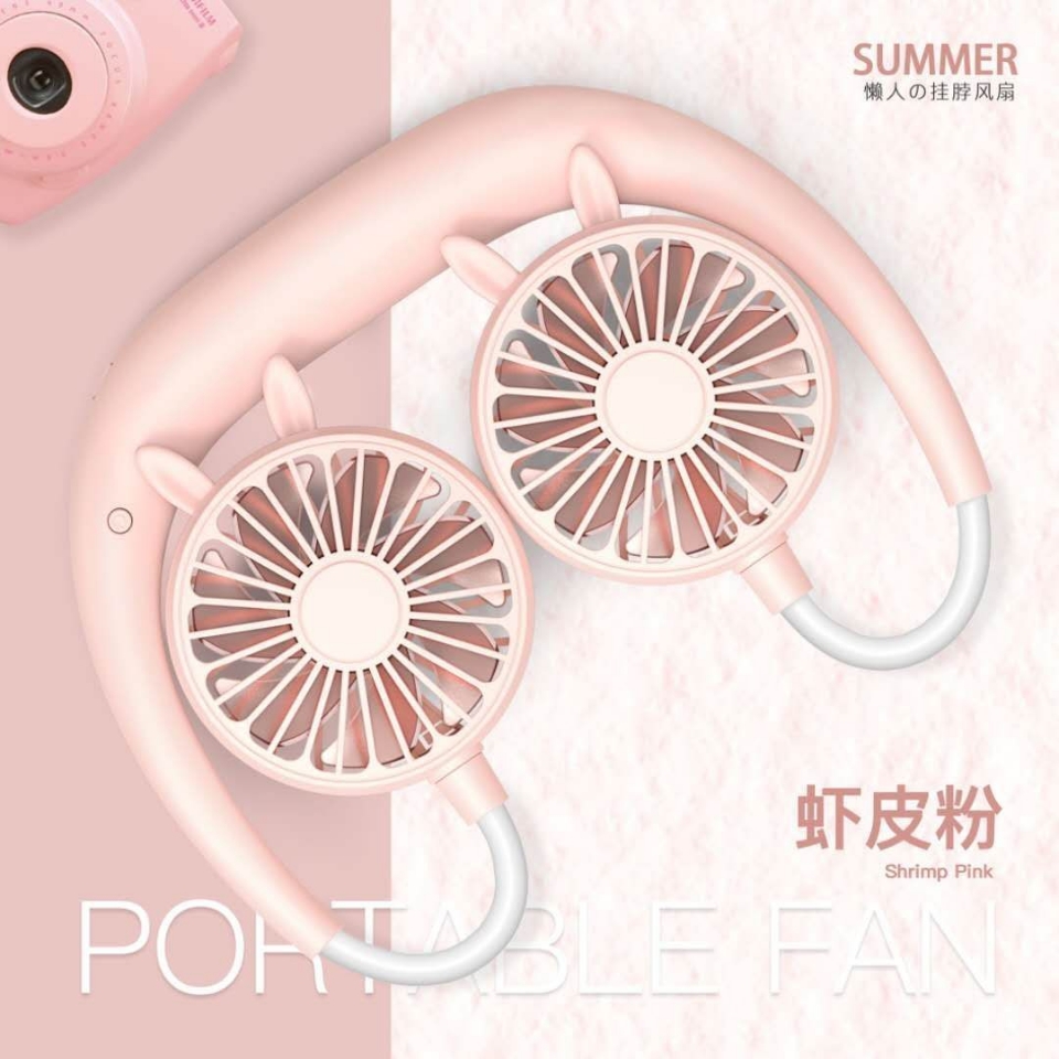 New best-selling portable and lazy neck-hanging outdoor fans, as well as popular cartoon neck-hanging fans, are selling well at street stalls full figure