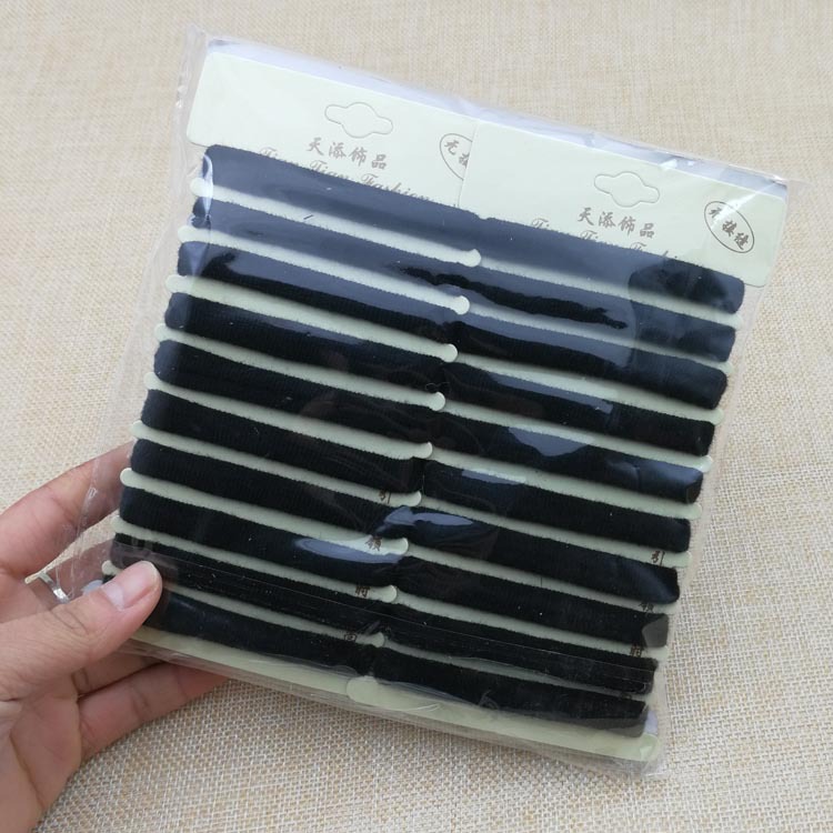 A3142 Ten black leather bands, seamless, versatile hair ties, hair accessories, two-yuan store wholesale, street stall, night market Specification image