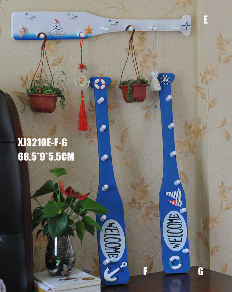 桨片挂衣钩地中海船桨挂钩装饰 酒吧餐厅装修挂饰 海洋风格家居