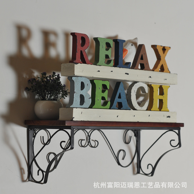 沙滩BEACH  放松RELAX字母摆件 仿古做旧风格饰品  MA01017图