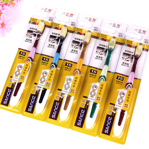 D1323 911 Hard Bamboo Charcoal Toothbrush, Adult household travel Fine Silk Soft Bristle Cleaning Daily necessities, 2-yuan store Specification image