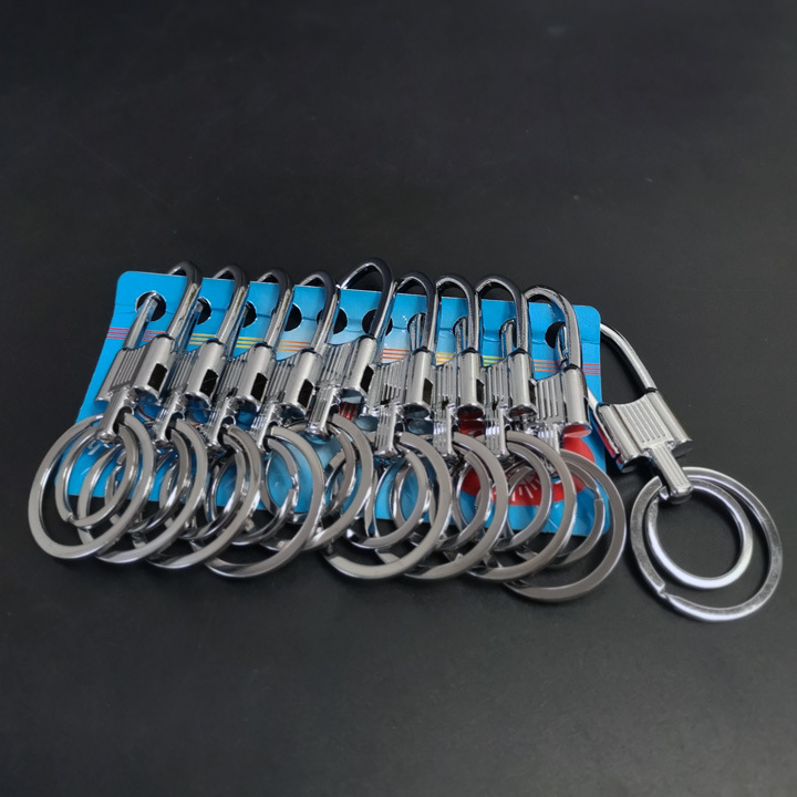 I1928 alloy double-ring keychain, keychain ring creative accessories, bag pendant, Yiwu 2-yuan 2-yuan store Specification image