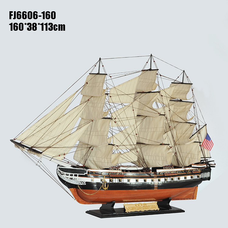 特大160cm帆船模型 木制工艺品 欧式多帆船 地中海风格家居迈瑞恩