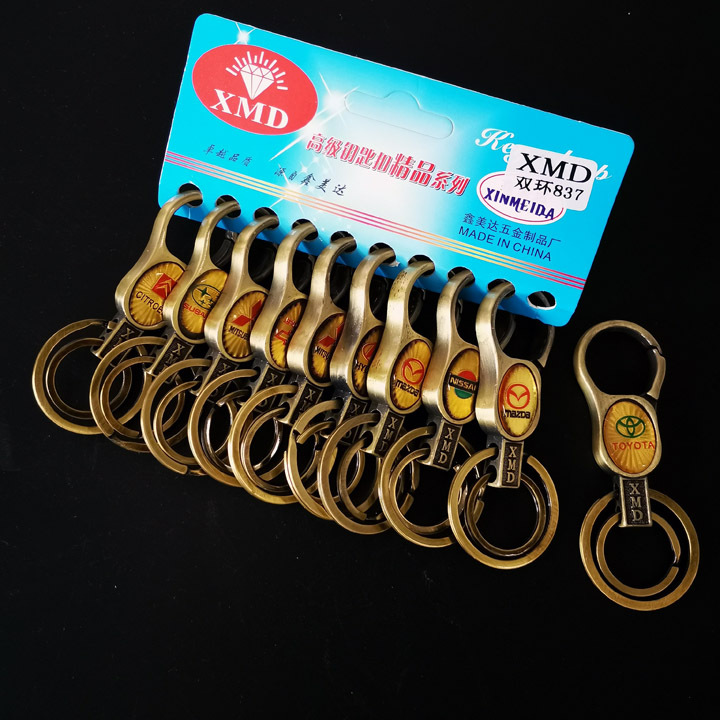 I1821 Antique 837 Premium double-ring Keychain Car Keychain Key Chain Retro 2-yuan store Item Picture