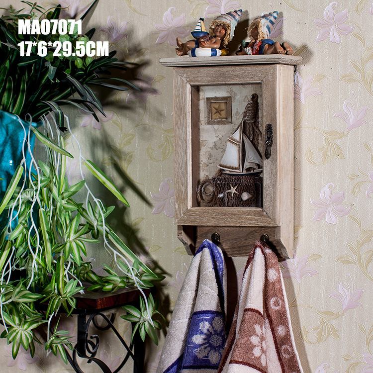 欧式木制钥匙盒 挂钩工艺品 海洋收纳盒 壁挂 MA07071