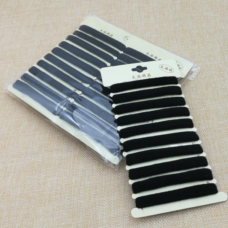 A3142 Ten black leather bands, seamless, versatile hair ties, hair accessories, two-yuan store wholesale, street stall, night market Item Picture
