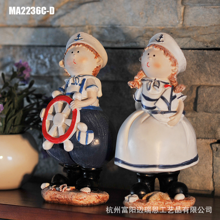 特价 树脂胖海军娃娃摆饰 可爱海军风摆件 搁板装饰摆设 MA2236