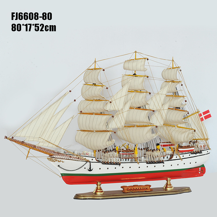 丹麦号帆船摆件 纯手工制作创意家居饰品 一帆风顺工艺品礼品FJ66
