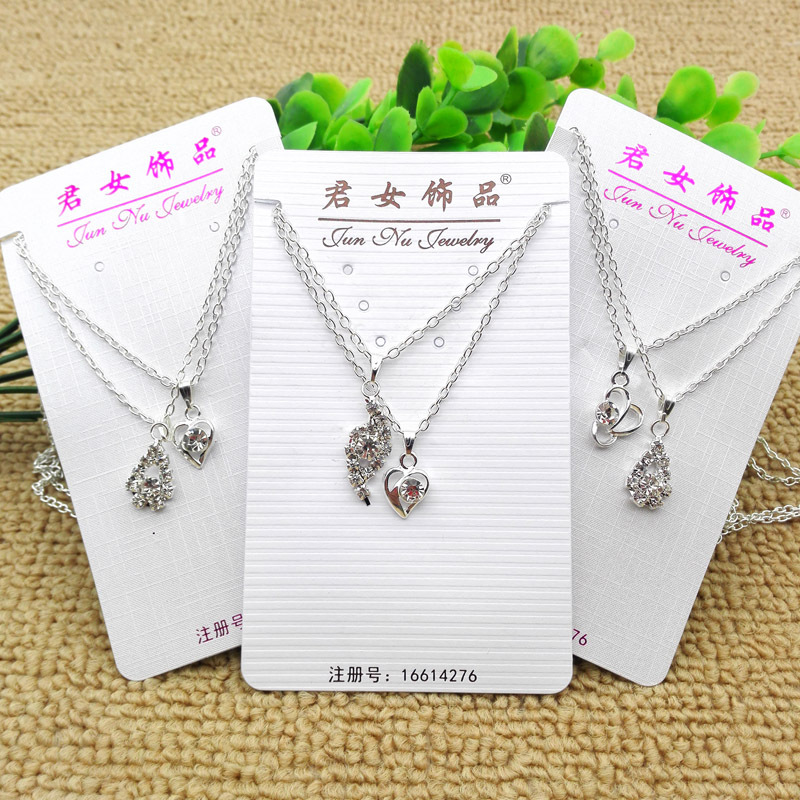 A2424 Double Diamond Necklace for both men and Women, wholesale and distribution of headwear accessories at Yiwu Eryuan Store details Picture