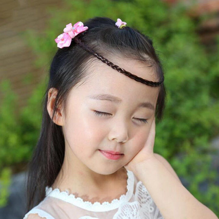 A3731 Princess Braid Forehead Chain Princess Chain Bow Wig Girls' Braid Hair Accessory 2 Yuan Store details Picture