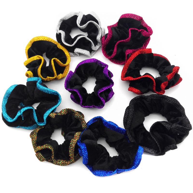 A3746 Bright Silk double-sided velvet hair band, velvet rubber band, black velvet band, wholesale of 2-yuan headwear in Yiwu details Picture