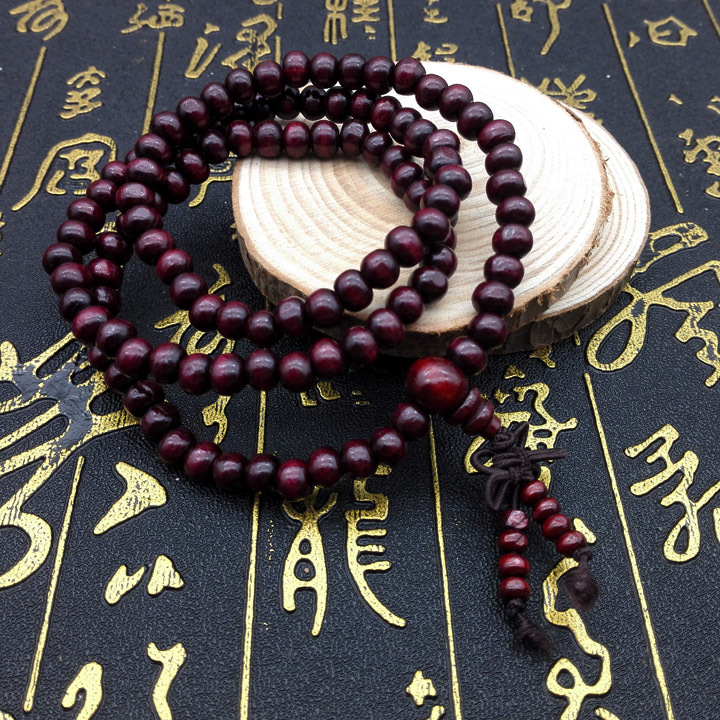 A3332 108 wooden beads three-loop bracelet accessory, Yiwu 2-yuan 2-yuan store, two-yuan supermarket, boutique Specification image