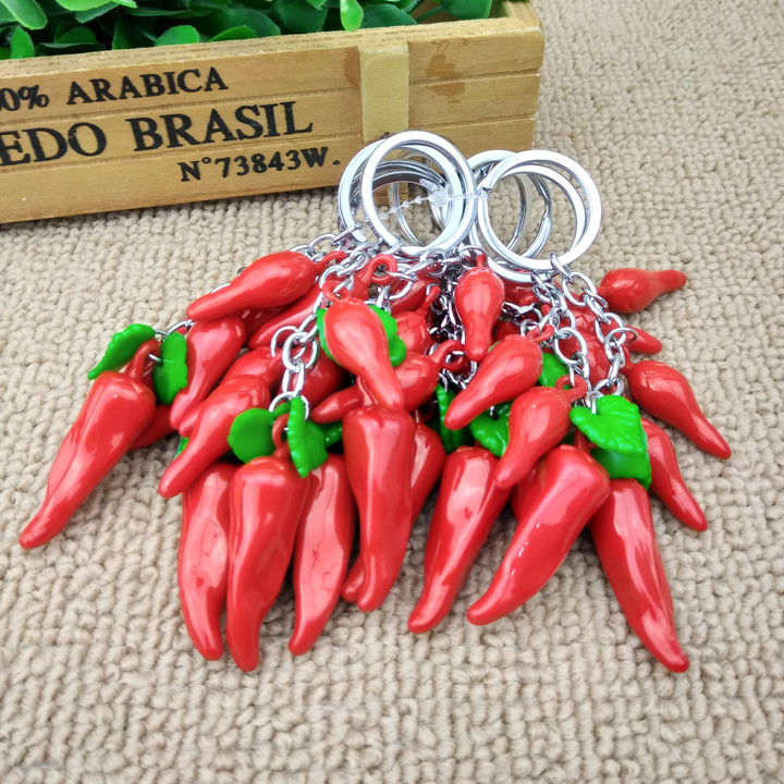 A1521 Red Chili Keychain Pendant, Creative Key Chain, bag hanging Decoration, Yiwu 2-yuan store Accessories wholesale Specification image