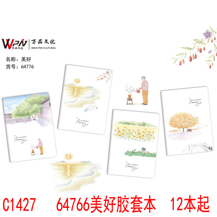 C1427 64766 Beautiful rubber-covered diary, notebook, Office notebook, Notepad, 2-yuan store wholesale