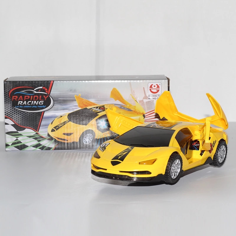 New children's automatic transformable double-door toy car, universal rotating transformable police car, sports car, music and lighting Specification drawing