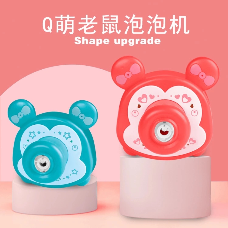 New cute mouse bubble machine camera, children's cartoon, girl's heart bubble toy, fully automatic sound and light outdoor toy details Picture