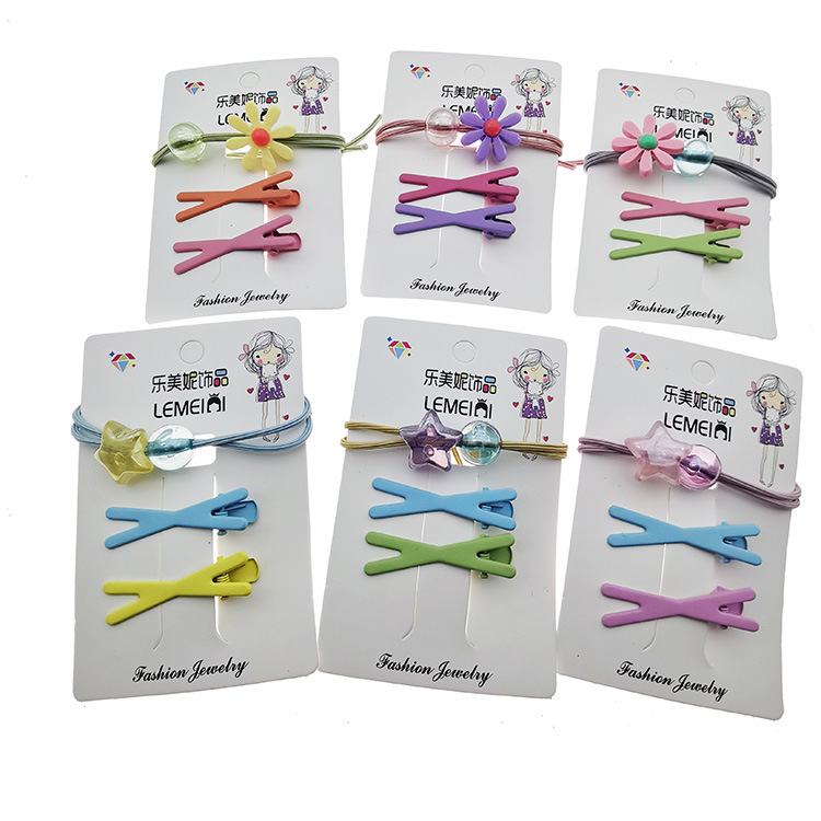 N3321 Fashionable duck clip + rubber band combination, bangs clip, flat clip, edge clip, hair accessory and headwear, 2-yuan store in Yiwu Item Picture