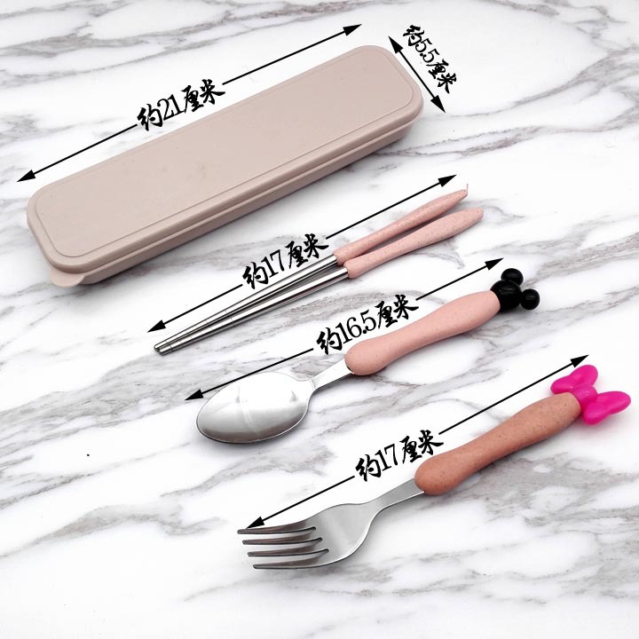 A3435 Bow Tie Spoon, Fork and Chopsticks Three-piece Set, spoon and chopsticks set, portable tableware, daily necessities ten-yuan store wholesale Item Picture