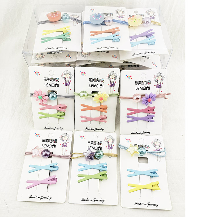 N3321 Fashionable duck clip + rubber band combination, bangs clip, flat clip, edge clip, hair accessory and headwear, 2-yuan store in Yiwu Specification image