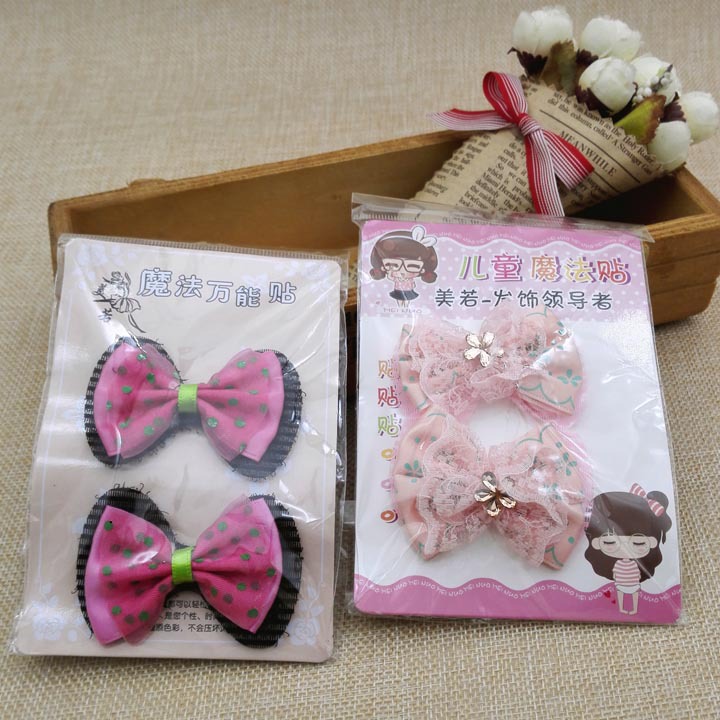 A3512 Children's bow tie Magic Stickers, bangs hair stickers, traceless broken posts, hair accessories and headwear, 2-yuan store in Yiwu Application Scenario