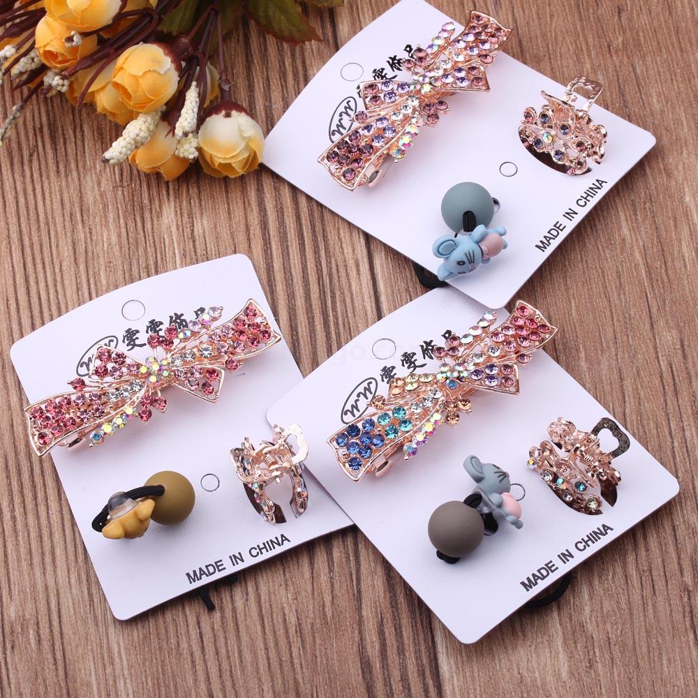 Spring clip set, small top clip, rubber band combination, versatile Korean hairpin, back of the head, hair clip, side clip, bangs clip Item Picture