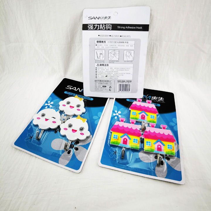 D2132 9958 Three hooks, creative nail-free hooks, Yiwu 2-yuan store premium supply wholesale Specification image