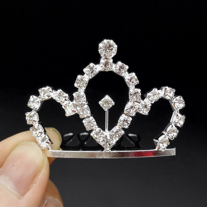 A2532 White Diamond Crown Comb, cute children's hair accessory, Girls' hairpin, Princess hair comb, 2-yuan store wholesale details Picture