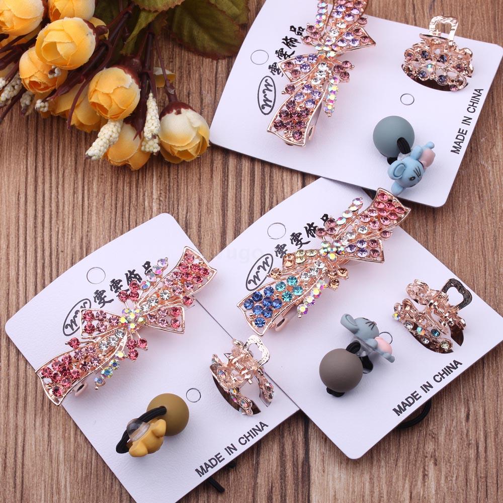 Spring clip set, small top clip, rubber band combination, versatile Korean hairpin, back of the head, hair clip, side clip, bangs clip Application Scenario