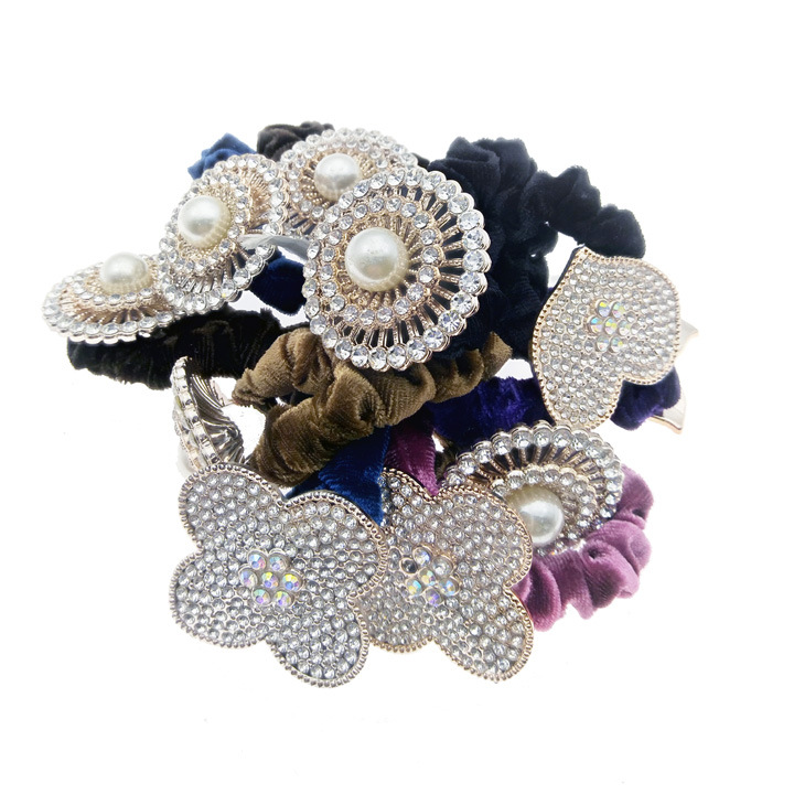 A2141 Full diamond velvet hair band, fabric updo, professional hair accessory, leather band, wholesale and distribution at a two-yuan store Item Picture