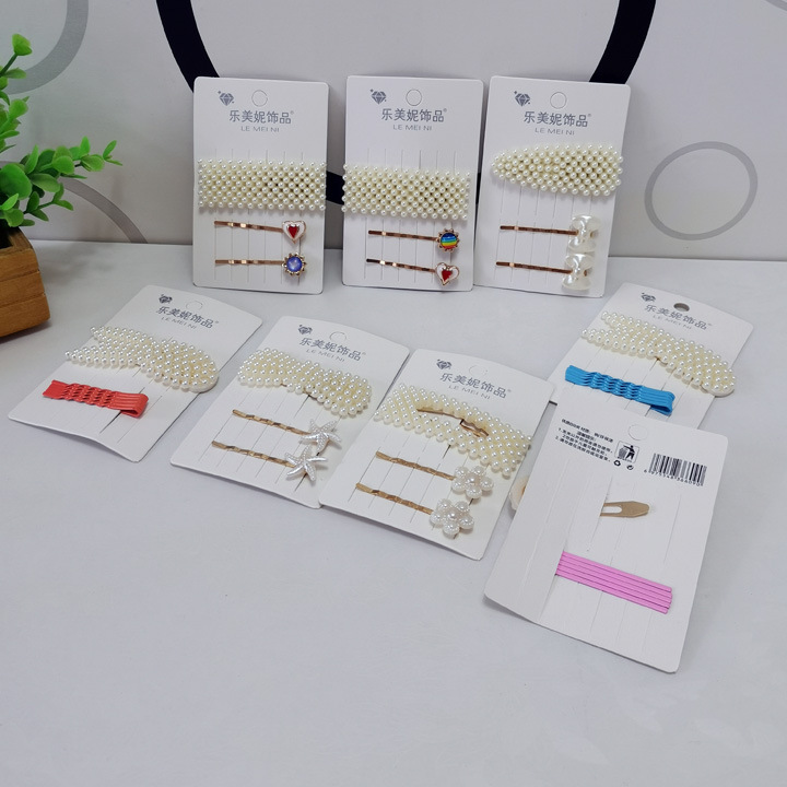 A3712 multiple types of imitation pearl clips, hair clips, bangs clips, headwear and hair accessories, 2-yuan store accessory wholesale Item Picture