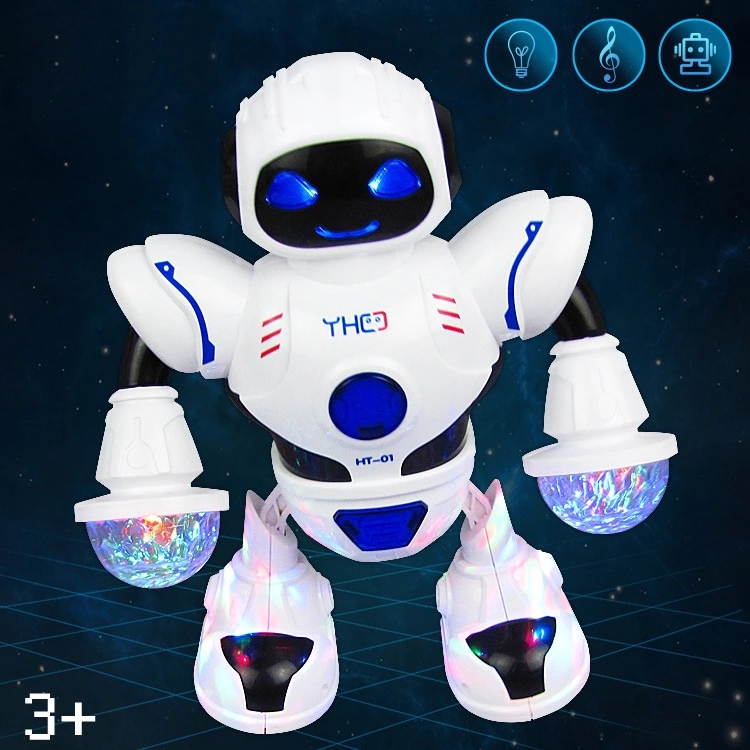 A static model of a new electric space-shaped lighting, music, mobile robot, laser drumming robot toy Specification drawing
