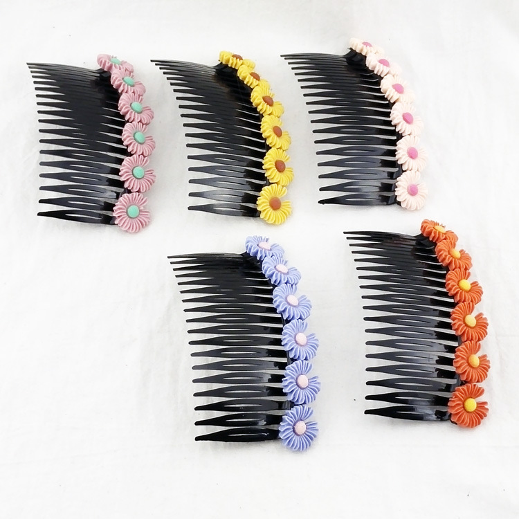 A2932, a row of wrinkled chrysanthemum fashionable fork combs, Japanese and Korean hair combs, fork combs, hair accessories, headwear and hair tips, 2-yuan store supply Item Picture