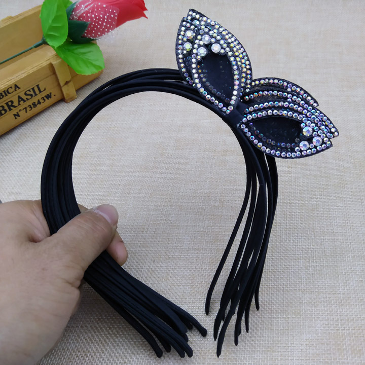 Wholesale of A3227 dot Diamond rabbit ear steel wire Korean hair bands and headband accessories in Yiwu 2-yuan store Item Picture