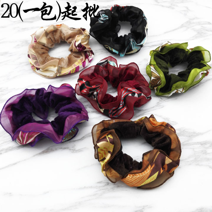 A3742 natural color velvet tie, fabric updo, professional hair accessory, leather band, wholesale and distribution at a two-yuan store