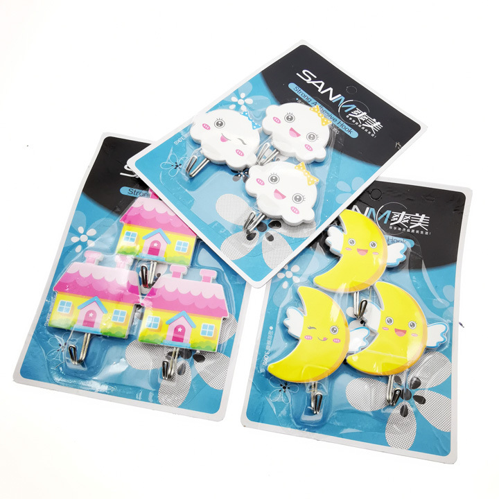 D2132 9958 Three hooks, creative nail-free hooks, Yiwu 2-yuan store premium supply wholesale Item Picture