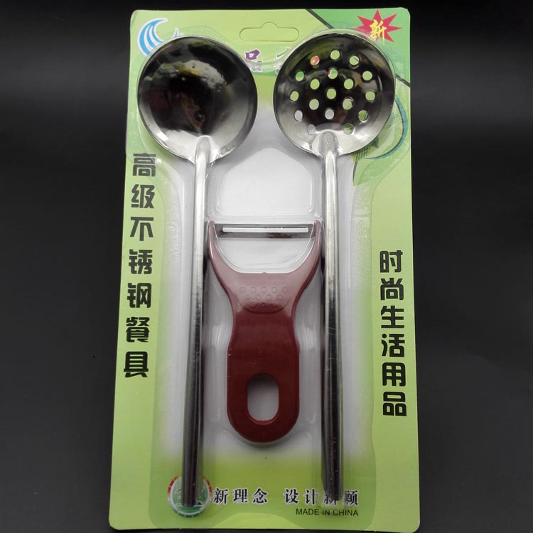 M7442 Three-piece set of soup spoon, strapping spoon and scraper, plastic scraper and skin scraper, daily necessities, wholesale at 2-yuan store in Yiwu Item Picture