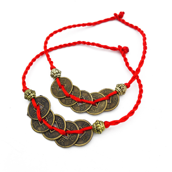 A2413 copper coin red string bracelet jewelry bracelet accessory wholesale in Yiwu 2-yuan 2-yuan store Specification image