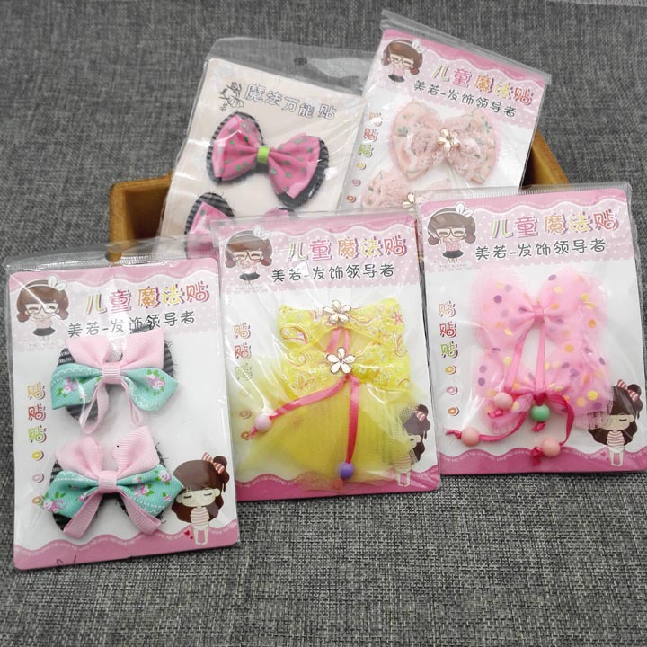 A3512 Children's bow tie Magic Stickers, bangs hair stickers, traceless broken posts, hair accessories and headwear, 2-yuan store in Yiwu details Picture