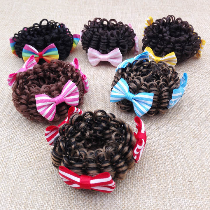 A2143 Multiple bow ties, wig loops, updo hairstyles, little bun hairstyles, false hair buns, and brut hairstyles are available for wholesale and distribution at a two-yuan store details Picture
