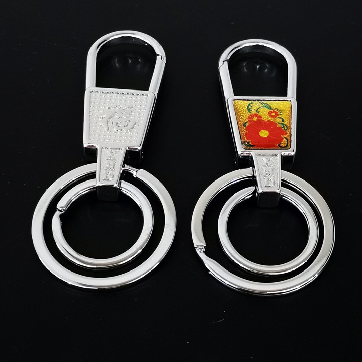 I1829 868 Double-ring keychain, keychain, key chain, bag chain, two-yuan store, fine department store wholesale Application Scenario