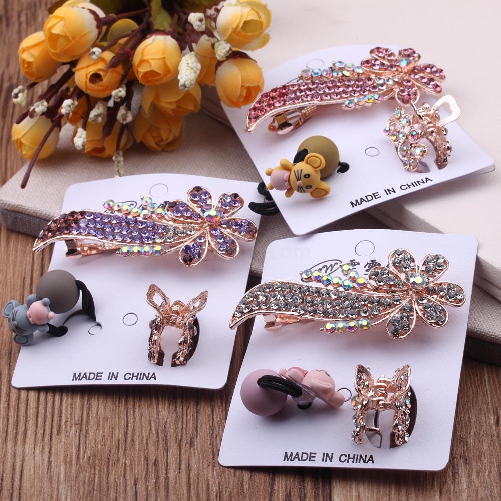 Spring clip set, small top clip, rubber band combination, versatile Korean hairpin, back of the head, hair clip, side clip, bangs clip