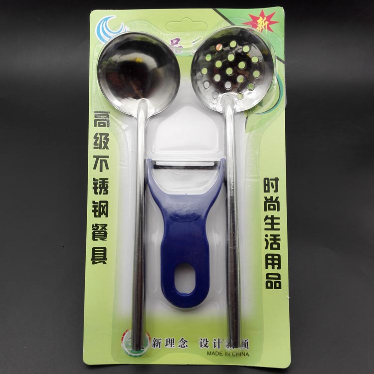 M7442 Three-piece set of soup spoon, strapping spoon and scraper, plastic scraper and skin scraper, daily necessities, wholesale at 2-yuan store in Yiwu Specification image